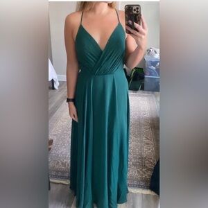 DAVIDS BRIDAL STUDIO Sp. Strap Full Skirt Bridesmaid Dress in Juniper Size 4